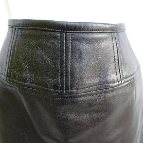 Vintage Leather Skirt Black Lining Buttery Soft Center Back YKK Zipper 4 Small - Picture 10 of 10